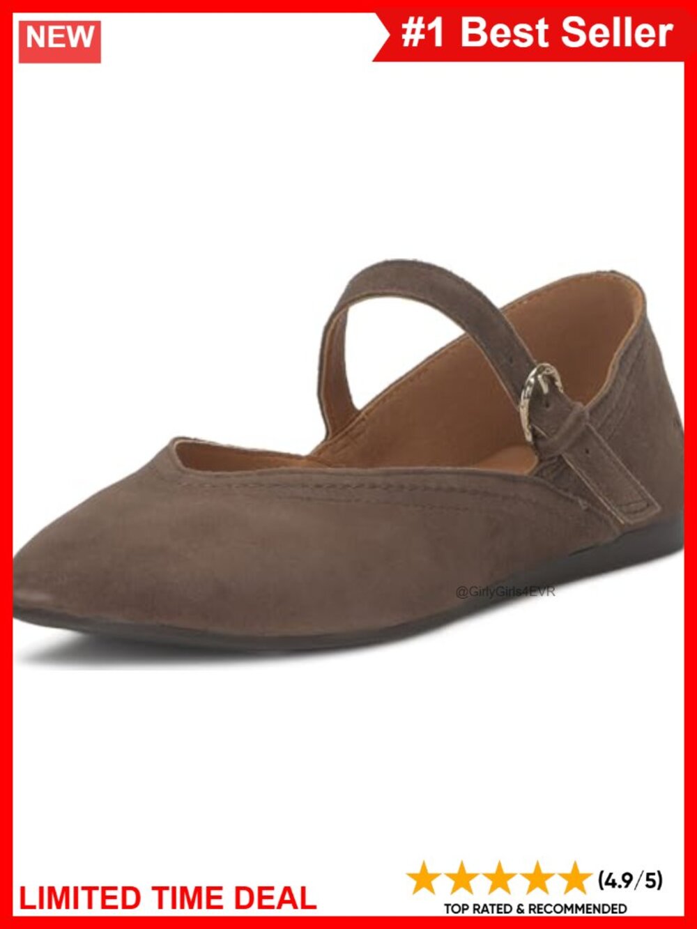 Suede Mary Jane Flats Almond Toe Buckle Casual Everyday Shoes